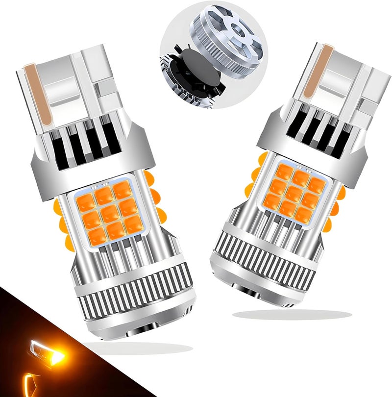 LEDYOTRY 7440 LED Bulb Amber Yellow 4000 Lumens for Turn Signal Lights, CANBUS Error Free, with Built-in Resistor, Anti Hyper Flash 7440NA WY21W T20 7441 W21W Blinker Bulb Replacement (Pack of 2) - Image 1